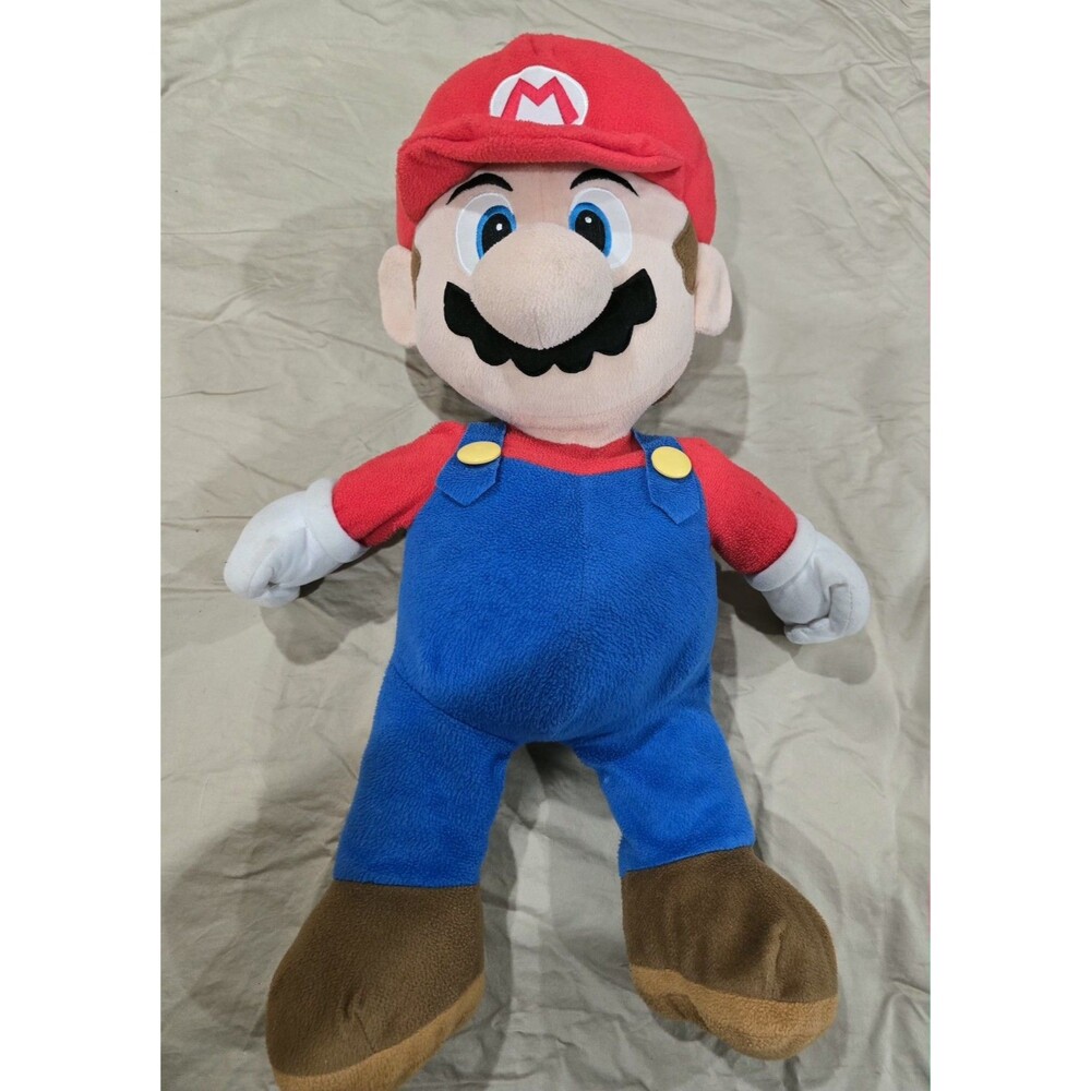 Super Mario Plush Doll 22" Stuffed Toy Pillow Zipper Back Pocket Large Nintendo